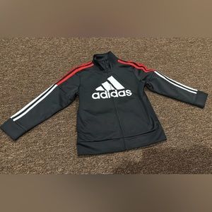 Boy's Adidas Activewear Jacket Sz 6 Black Long Sleeve Logo EUC athletic active